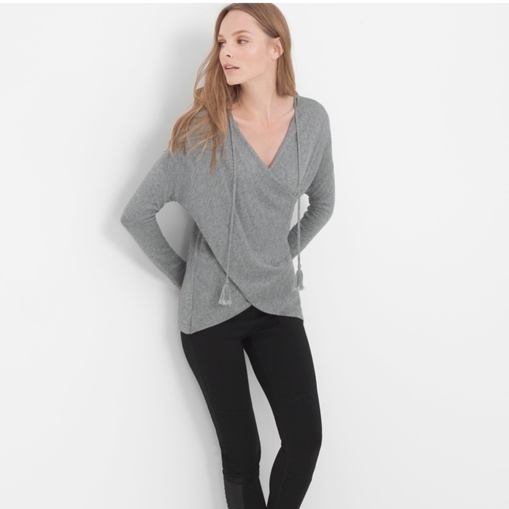 White House Black Market Cross Front Grey Sweater Wrap